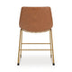 Cia Dining Side Chair Set of 2 | Brown Faux Leather| Metal Frame Gold