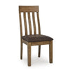 Fori Dining Side Chair Set of 2 | Slatted Back | Dark Brown Faux Leather