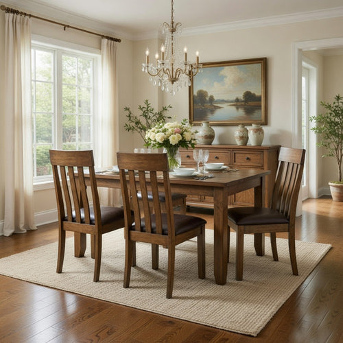 Fori Dining Side Chair Set of 2 | Slatted Back | Dark Brown Faux Leather