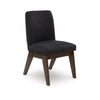 Laon Dining Side Chair Set of 2 | Black Textured Polyester | Brown Wood