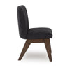 Laon Dining Side Chair Set of 2 | Black Textured Polyester | Brown Wood