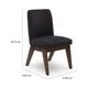 Laon Dining Side Chair Set of 2 | Black Textured Polyester | Brown Wood