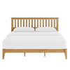Peza King Size Minimalist Bed | Vertical Slat Mission Headboard | Brown