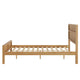 Lexa Queen Size Minimalist Bed | Low Profile Headboard | Natural Brown