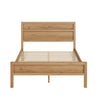 Lexa Queen Size Minimalist Bed | Low Profile Headboard | Natural Brown