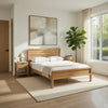Lexa Queen Size Minimalist Bed | Low Profile Headboard | Natural Brown