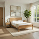 Lexa Queen Size Minimalist Bed | Low Profile Headboard | Natural Brown