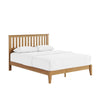 Peza Queen Size Minimalist Bed | Vertical Slat Mission Headboard | Brown