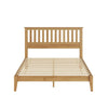 Peza Queen Size Minimalist Bed | Vertical Slat Mission Headboard | Brown