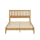 Peza Queen Size Minimalist Bed | Vertical Slat Mission Headboard | Brown
