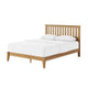 Peza Queen Size Minimalist Bed | Vertical Slat Mission Headboard | Brown