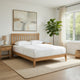 Peza Queen Size Minimalist Bed | Vertical Slat Mission Headboard | Brown