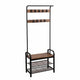 Hall Tree Entryway Foyer Coat Rack Shoe Bench | 73"  Brown, Black