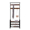 Hall Tree Entryway Foyer Coat Rack Shoe Bench | 73"  Brown, Black