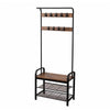 Hall Tree Entryway Foyer Coat Rack Shoe Bench | 73"  Brown, Black
