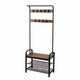 Hall Tree Entryway Foyer Coat Rack Shoe Bench | 73"  Brown, Black