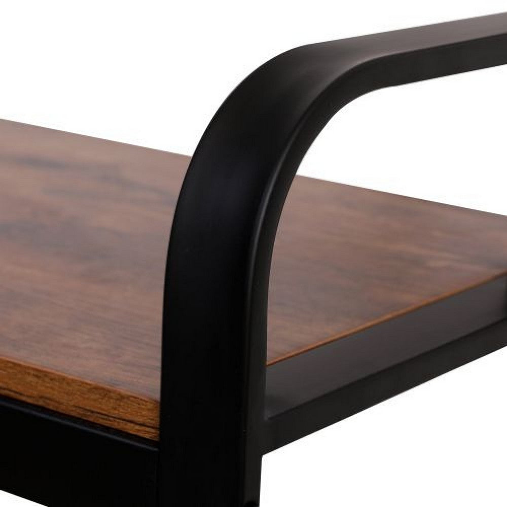 Hall Tree Entryway Foyer Coat Rack Shoe Bench | 73"  Brown, Black