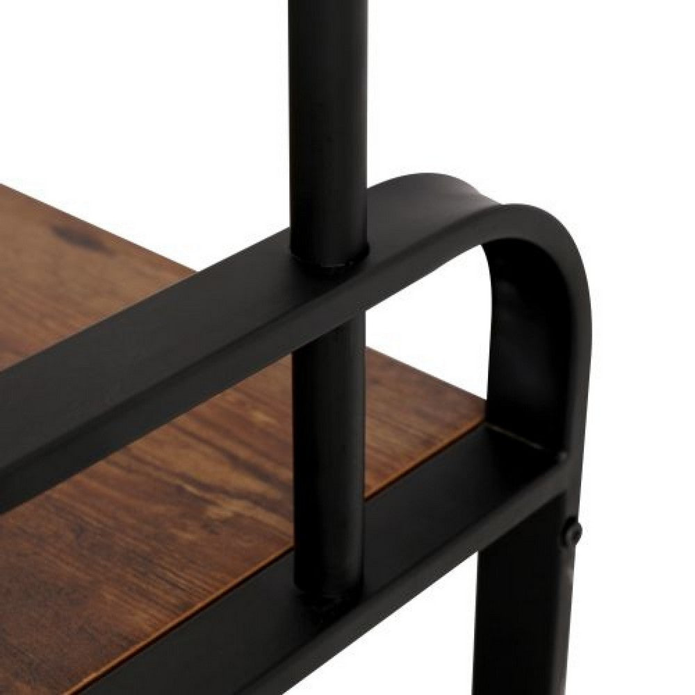 Hall Tree Entryway Foyer Coat Rack Shoe Bench | 73"  Brown, Black