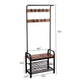 Hall Tree Entryway Foyer Coat Rack Shoe Bench | 73"  Brown, Black