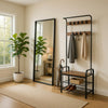 Hall Tree Entryway Foyer Coat Rack Shoe Bench | 73"  Brown, Black