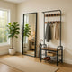 Hall Tree Entryway Foyer Coat Rack Shoe Bench | 73"  Brown, Black