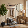 Hall Tree Entryway Foyer Coat Rack Shoe Bench | 73"  Brown, Black
