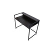 Modern Narrow Console Table | 44" Top with Raised Shelf | Black Metal