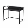 Modern Narrow Console Table | 44" Top with Raised Shelf | Black Metal