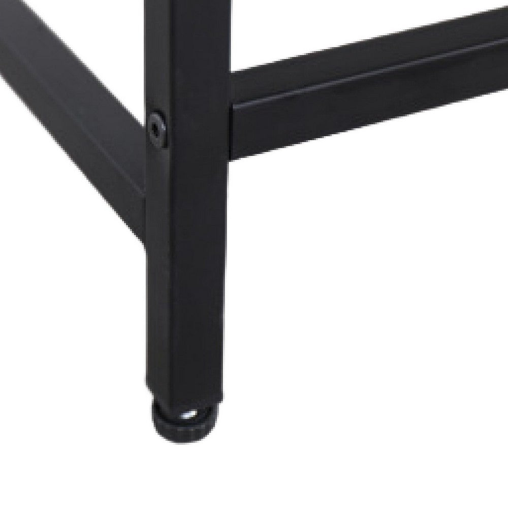 Modern Narrow Console Table | 44" Top with Raised Shelf | Black Metal