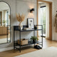 Modern Narrow Console Table | 44" Top with Raised Shelf | Black Metal