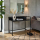 Modern Narrow Console Table | 44" Top with Raised Shelf | Black Metal