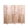 6 Panel Folding Room Divider | Slatted Screen | 83" Natural Brown