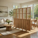 6 Panel Folding Room Divider | Slatted Screen | 83" Natural Brown