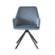 Modern Desk Chair | Diamond Tufted Blue  Black Metal Angled Base