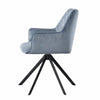 Modern Desk Chair | Diamond Tufted Blue  Black Metal Angled Base