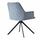Modern Desk Chair | Diamond Tufted Blue  Black Metal Angled Base