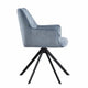 Modern Desk Chair | Diamond Tufted Blue  Black Metal Angled Base