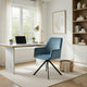 Modern Desk Chair | Diamond Tufted Blue  Black Metal Angled Base