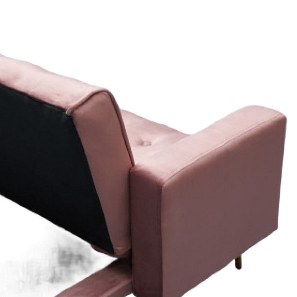 Jera Modern Convertible Sofa Bed | Tufted Rose Pink Velvet | 75"
