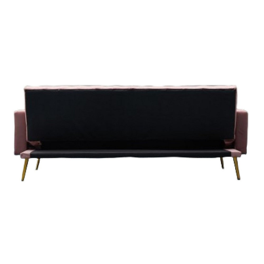 Jera Modern Convertible Sofa Bed | Tufted Rose Pink Velvet | 75"