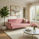 Jera Modern Convertible Sofa Bed | Tufted Rose Pink Velvet | 75"