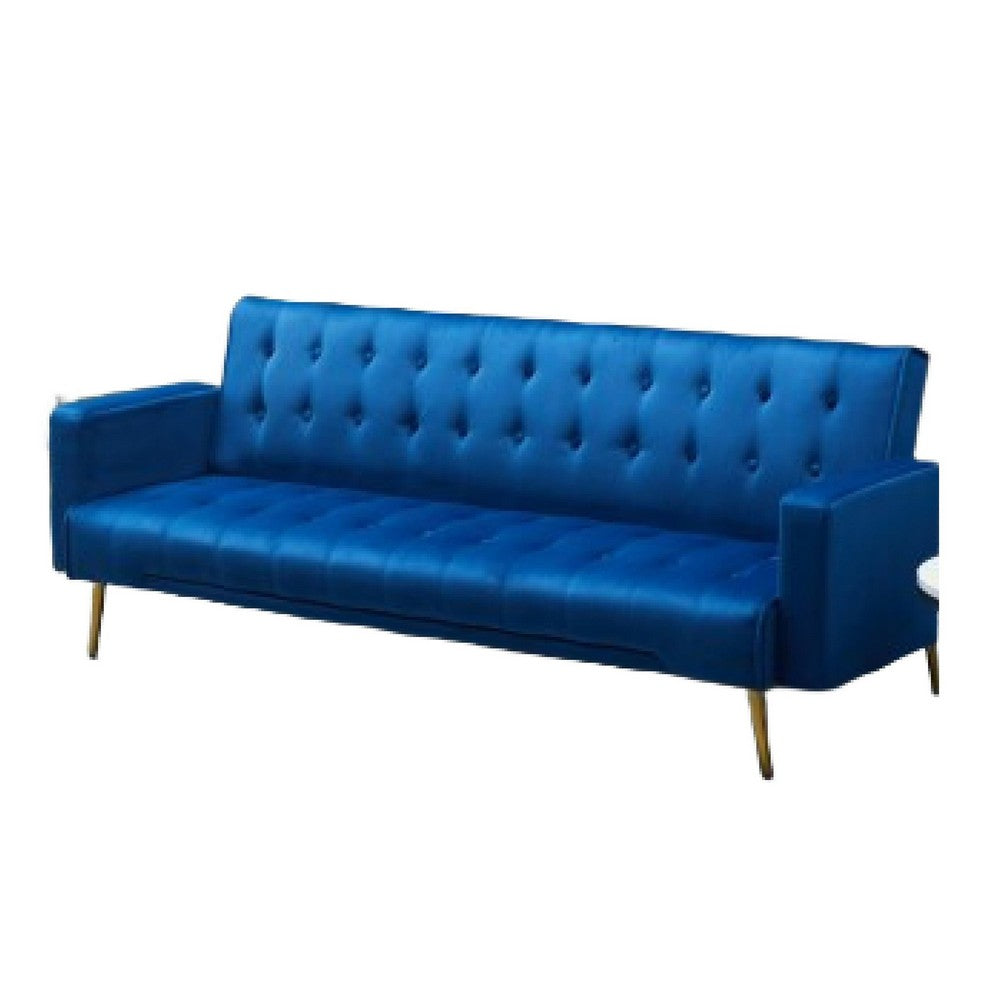 Jera Modern Convertible Sofa Bed | Tufted Royal Blue Velvet | 75"