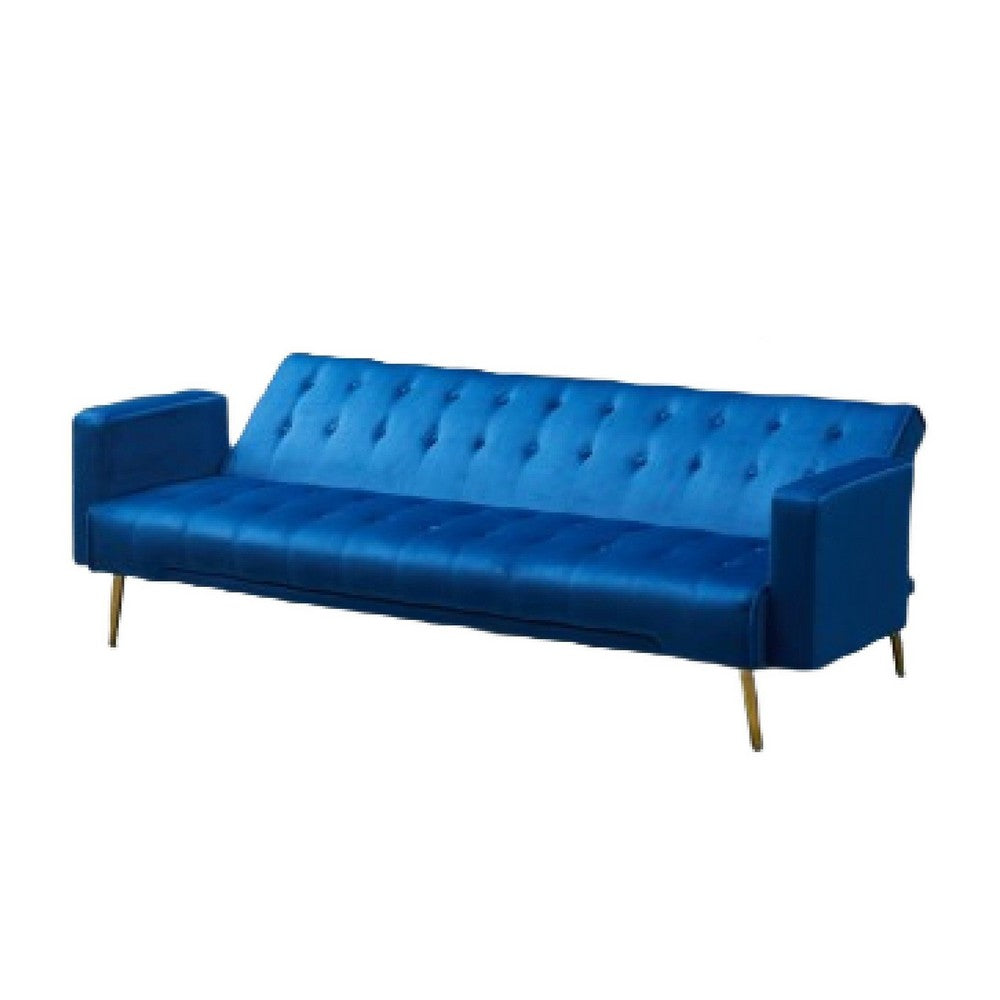 Jera Modern Convertible Sofa Bed | Tufted Royal Blue Velvet | 75"