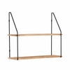 2-Tier Mounting Wall Shelf | Natural Brown Wood | 24" Black Metal