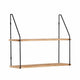 2-Tier Mounting Wall Shelf | Natural Brown Wood | 24" Black Metal