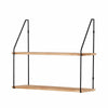 2-Tier Mounting Wall Shelf | Natural Brown Wood | 24" Black Metal