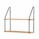 2-Tier Mounting Wall Shelf | Natural Brown Wood | 24" Black Metal