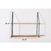 2-Tier Mounting Wall Shelf | Natural Brown Wood | 24" Black Metal