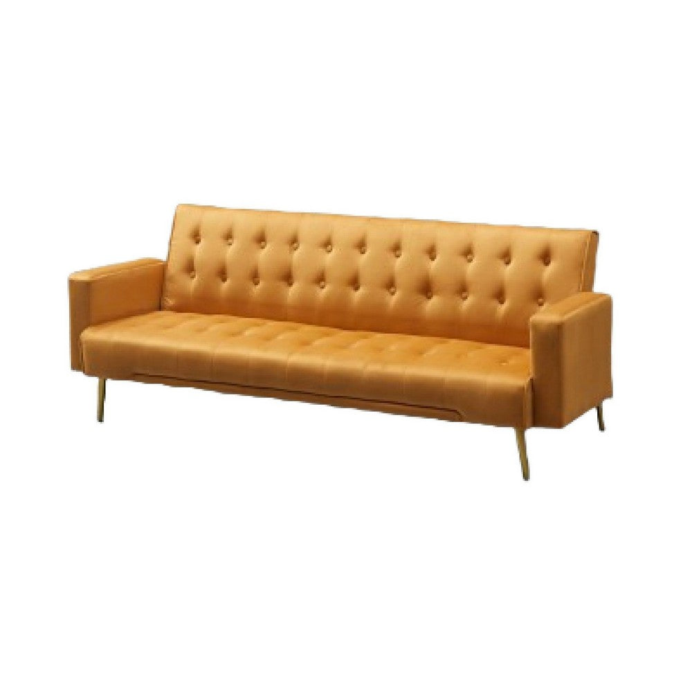 Jera Modern Convertible Sofa Bed | Tufted Ginger Brown Velvet | 75"