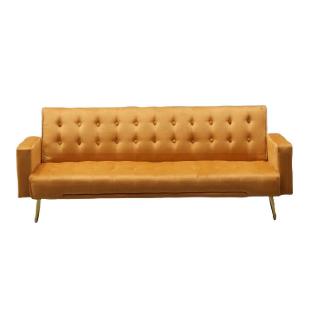 Jera Modern Convertible Sofa Bed | Tufted Ginger Brown Velvet | 75"